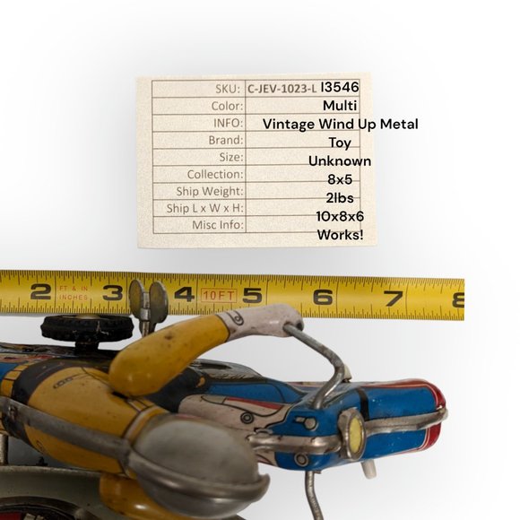 Vintage Wind Up Metal Schylling Collector Series Motorcycle & Side Car Toy - Picture 5 of 6